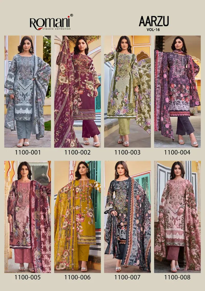 Aarzu Vol 16 By Romani Soft Cotton Printed Dress Material Exporters In India